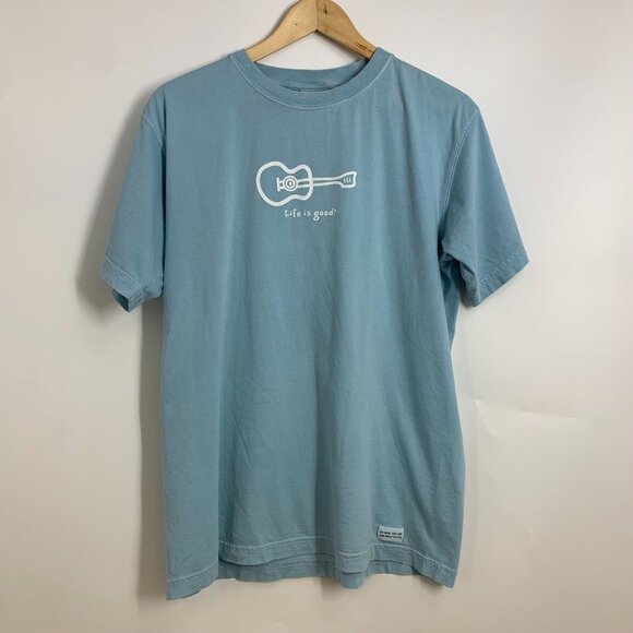 Life Is Good Men's Acoustic Guitar‎ Graphic Crew Neck Short Sleeve Shirt SZ M - Picture 1 of 10